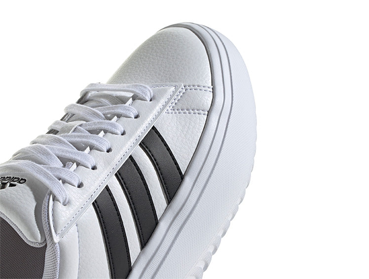 Zapatilla Adidas Grand Court Plataforma Cuero Mujer Blanco