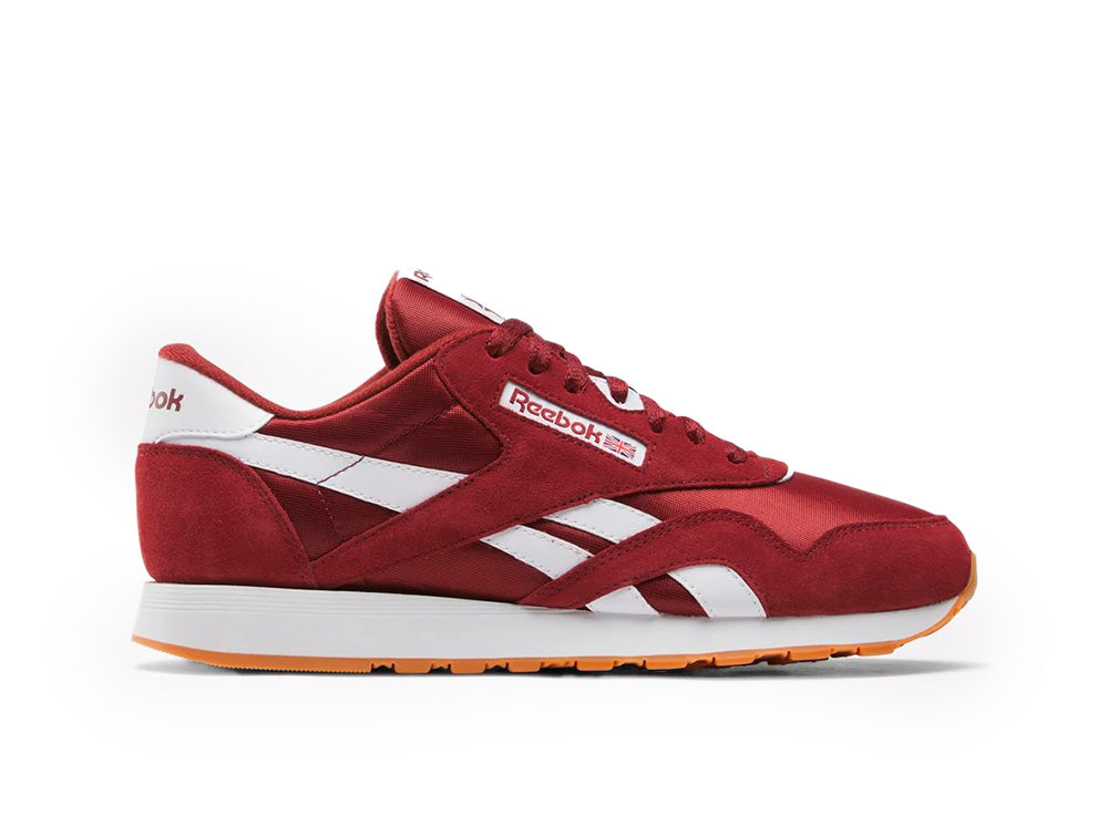 Zapatilla Reebok Classic Nylon Hombre Burdeo - Blanco