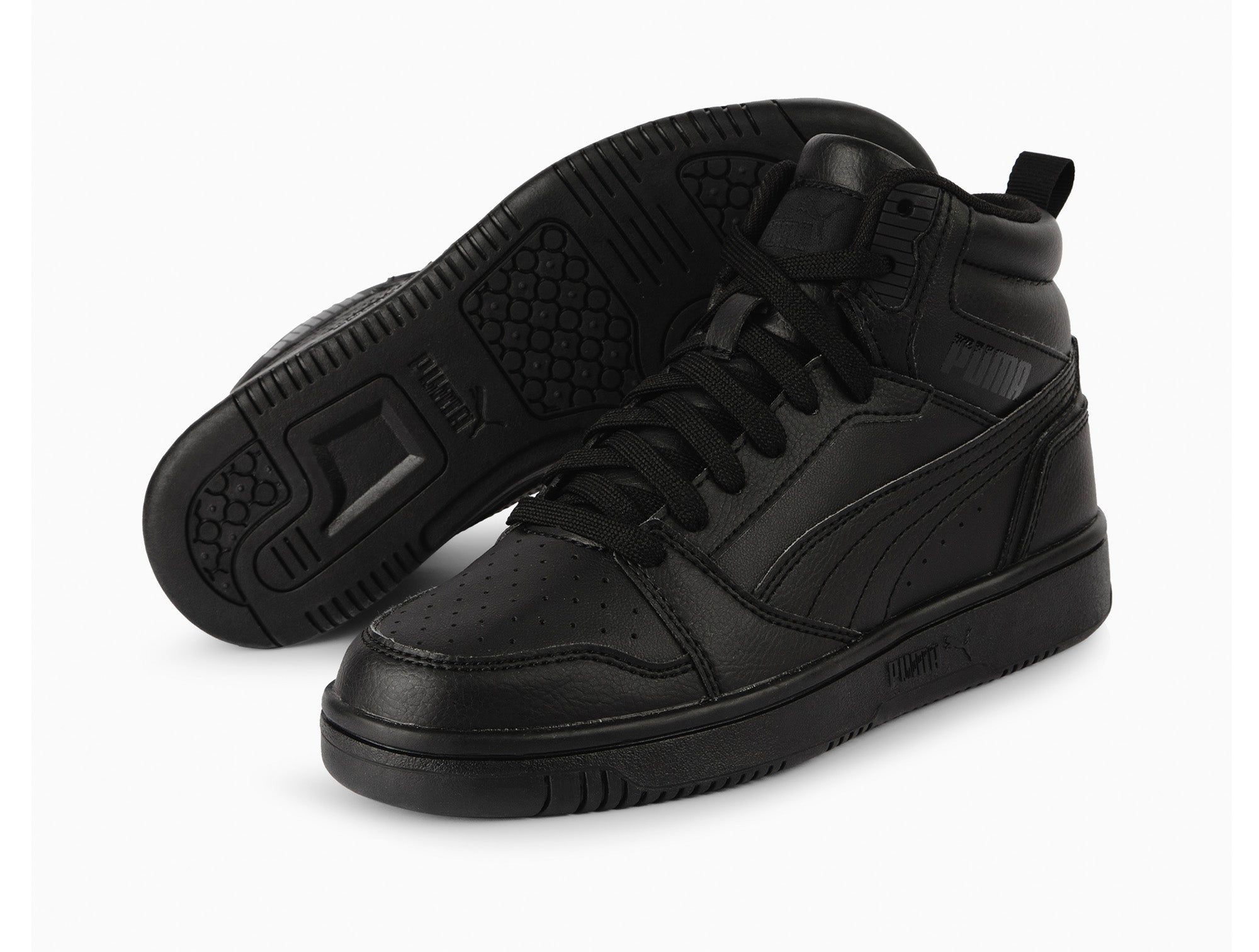 Zapatillas Puma Rebound V6 Cuero Cadete Mono Negro