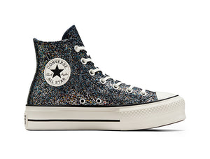 Zapatilla Converse Chuck Taylor All Star Lift Hi Glitter Shinefetti Mujer Negro