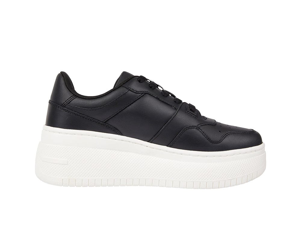 Zapatilla Tommy   Retro Basket Plataforma Mujer Negro