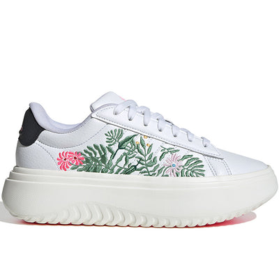 Zapatilla Adidas Grand Court Platform Cuero Mujer Blanco