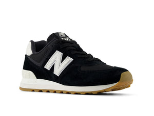 Zapatilla New Balance 574 Hombre Negro -Blanco - Suela Gum