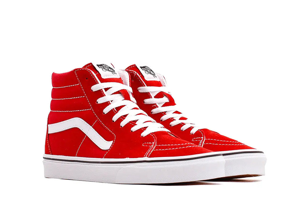 Zapatos vans shop rojos clasicos blancos