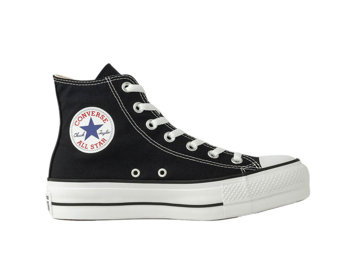 All star negras cuero plataforma sale