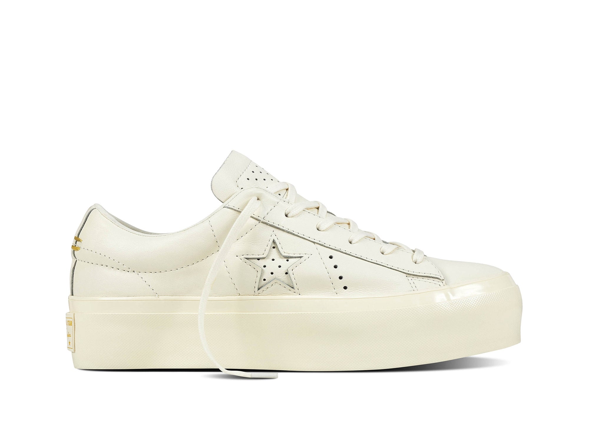 Zapatilla Converse One Star Plataforma Cuero Mujer Blanco