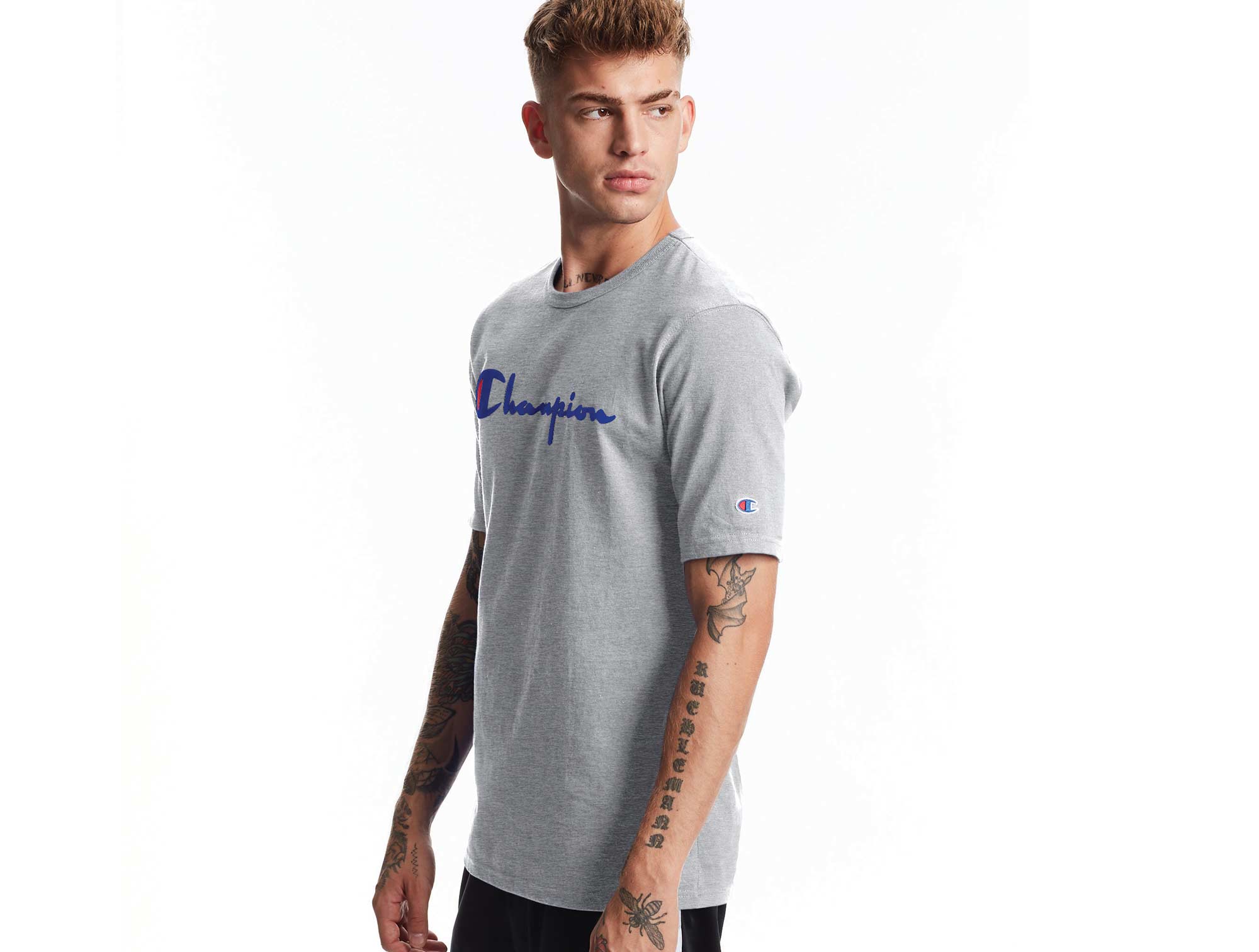 Polera Champion Sleeve Heritage Hombre Gris