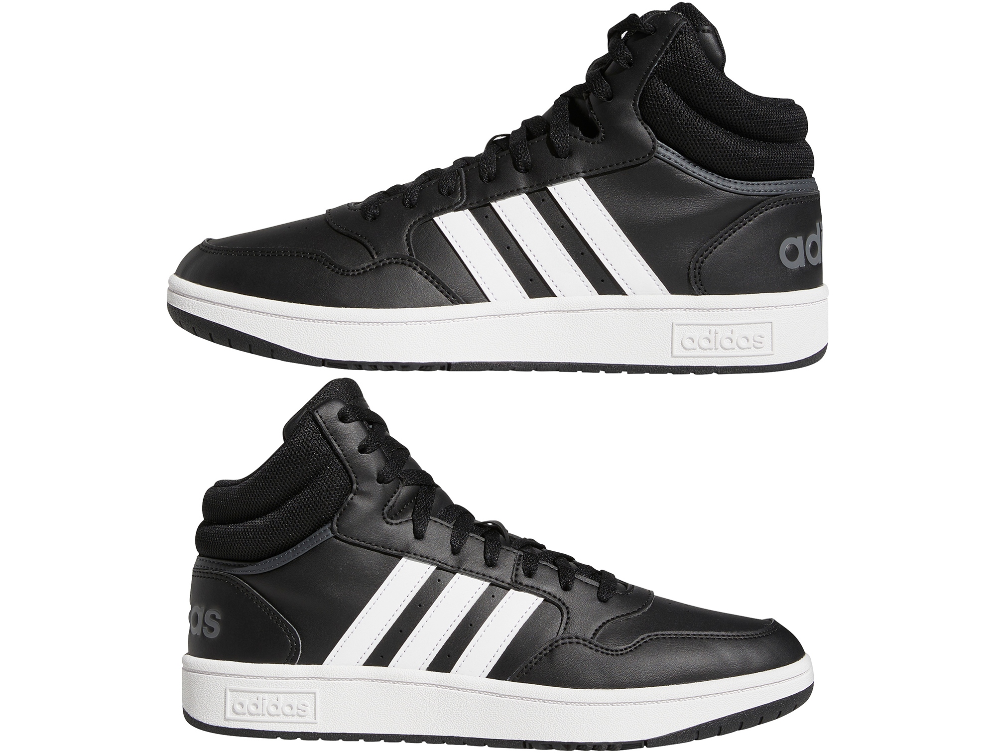 Zapatilla Adidas Hoops 3.0 Mid Cuero Hombre Negro