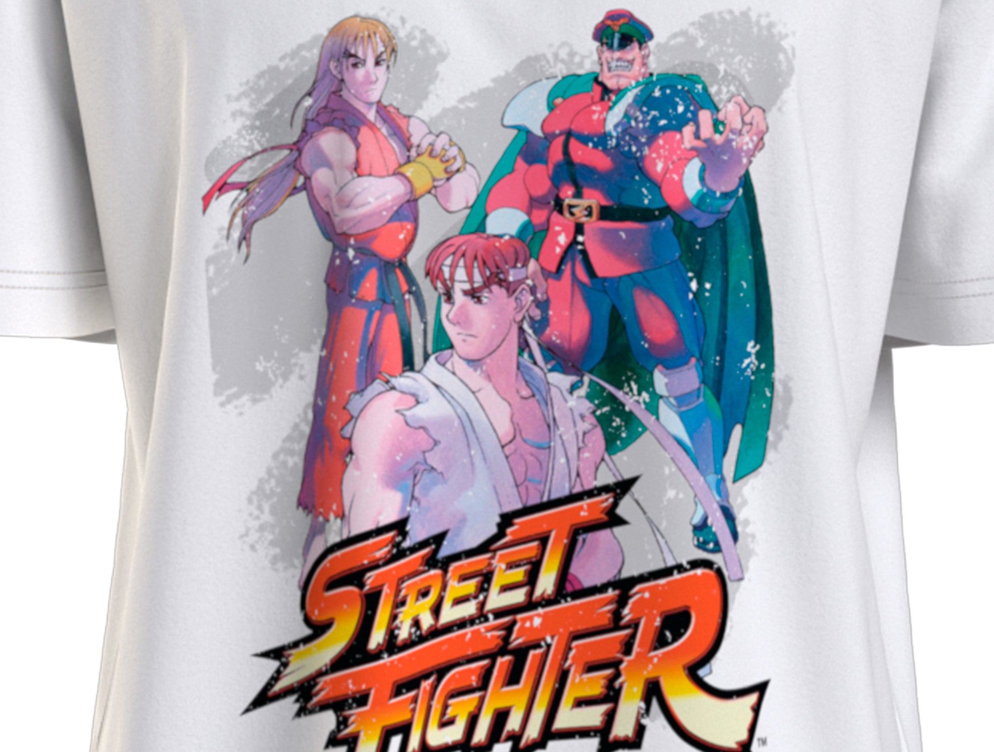 Polera Street Fighter Graphic Anime Hombre Blanco