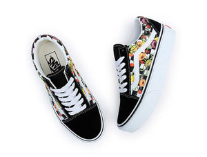 Zapatilla Vans Old Skool Plataforma Poppy Checkerboard Mujer Negro