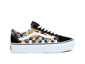 Zapatilla Vans Old Skool Plataforma Poppy Checkerboard Mujer Negro