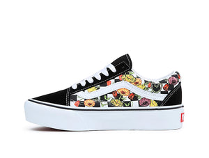 Zapatilla Vans Old Skool Plataforma Poppy Checkerboard Mujer Negro