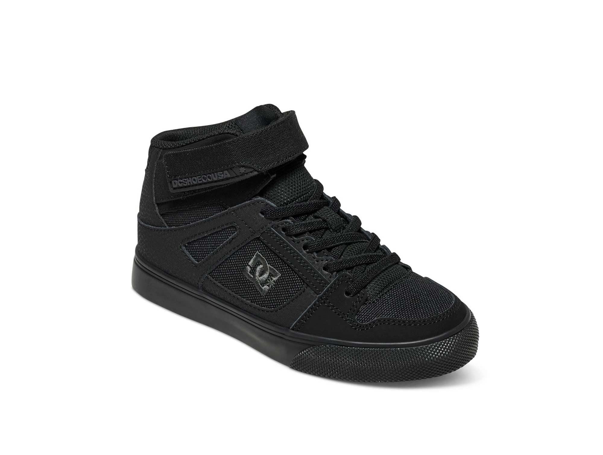 Zapatilla Dc Pure High-Top Cuero Cadete Negro